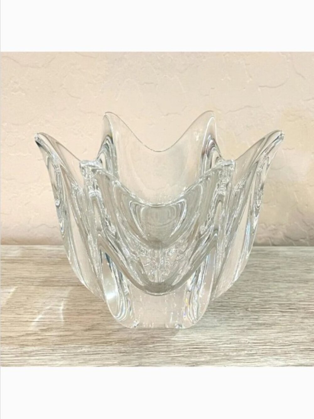 New Orrefors Crystal Decorative Vase Bowl Dish 5" Signed Heavy